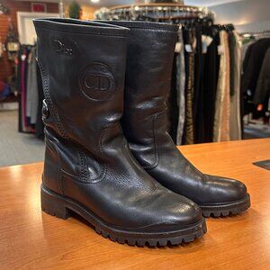 Christian Dior Mid-Calf Black Leather Boots